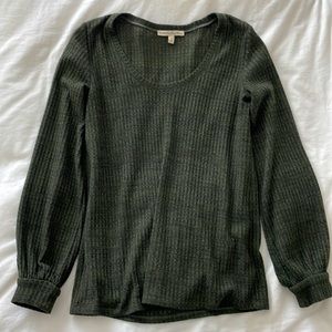 Express Dark Green Ribbed Top